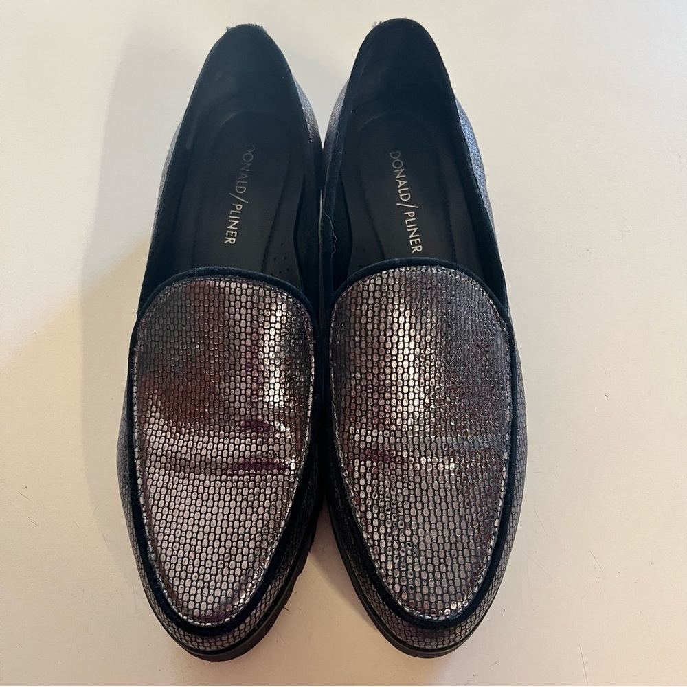 Donald Pliner metallic chunky loafers